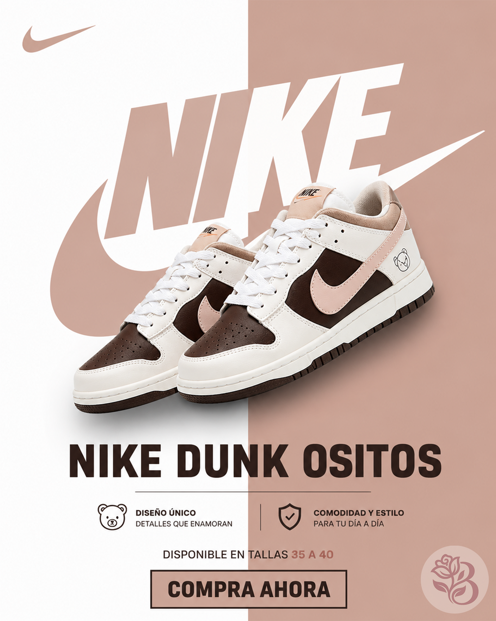 Nike Dunk ositos Blanco Marron