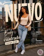 Body Manga Larga Cuello Cuadrado Doble Tela